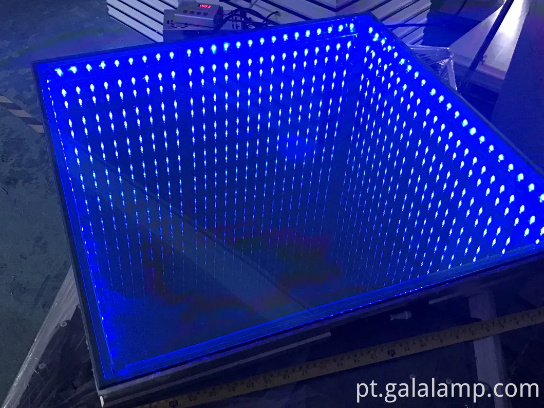RGB Infinity Mirror Dance Floor Lights com vidro de efeito 3D